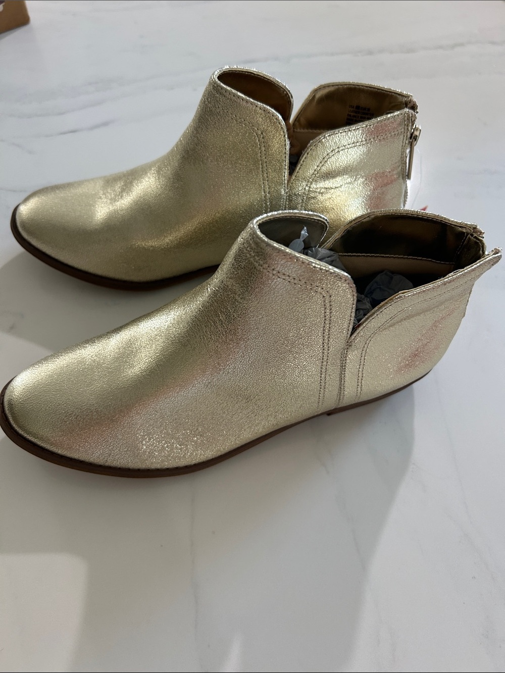 Nina Metallic Gold Ankle Booties with Back Zip